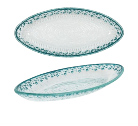 Bandeja Oval Guajiro Turquesa 23x10,5 cm (Caja 12 unidades)