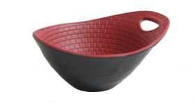 Bowl Perpignan un asa melamina rojo y negro 17x14x8 cm (Caja 12 unidades)