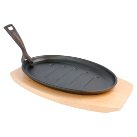 Plato Hierro "Sarten" + Base Madera 27x18cm (Caja 2 unidades)