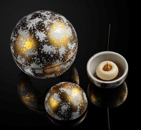 Bowl Brillo Dorado Con Tapa Mate 12cm (Caja 6 unidades)