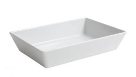 Fuente rectangular Ming melamina blanca (Caja 6 unidades)