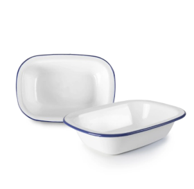Fuente Rectangular Vintage Blanca Acero Esmaltado (Caja 6 unidades)