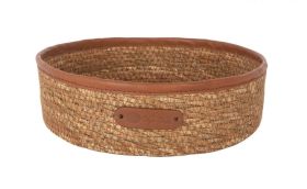 Cesta Seagrass Ribete Piel