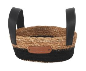 Cesta Seagrass Asa Piel Negra 15X5cm (Caja 24 unidades)