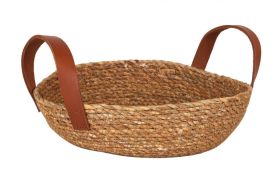 Cesta Seagrass Con Asa Piel 25x7cm (Caja 24 unidades)