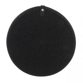 Salvamantel Yute Negro Ribete Piel 30cm (Caja 12 unidades)