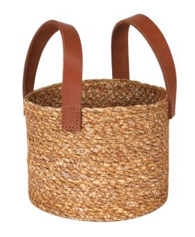 Cesta Seagrass Con Asa Piel 15x12cm (Caja 24 unidades)