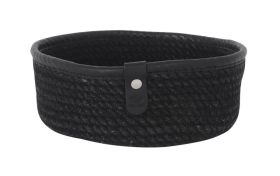 Cesta Yute Negra Ribete Piel 20X7cm (Caja 12 unidades)