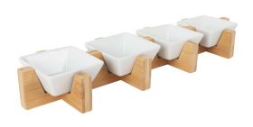 Set 4 Bowls Con Soporte Bambu 41.5x11.5x5.5cm (Caja 6 unidades)