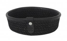 Cesta Yute Negra Ribete Piel 15X5cm (Caja 12 unidades)