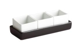Salseras Cebra 4X4X2.5cm. 2.5cl 3 Unidades Con Bandeja (Caja 60 unidades)
