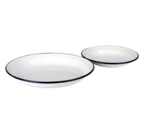 Plato-Llano-Vintage-Blanco-Acero-Esmaltado-Caja 6 unidades