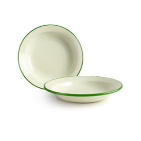 Plato Hondo Vintage Colección Musgo (Caja 6 unidades); Plato Hondo Vintage Verde Acero Esmaltado (Caja 6 unidades)