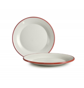 Plato Llano Vintage Colección Bordeaux (Caja 6 unidades); Plato Llano Vintage Roja Acero Esmaltado (Caja 6 unidades)
