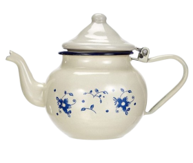 Tetera Vintage Crema Con Flores (Caja 6 unidades)